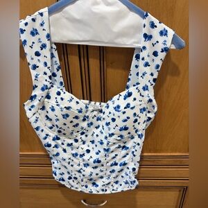 Blue Floral Women's Camisole Top